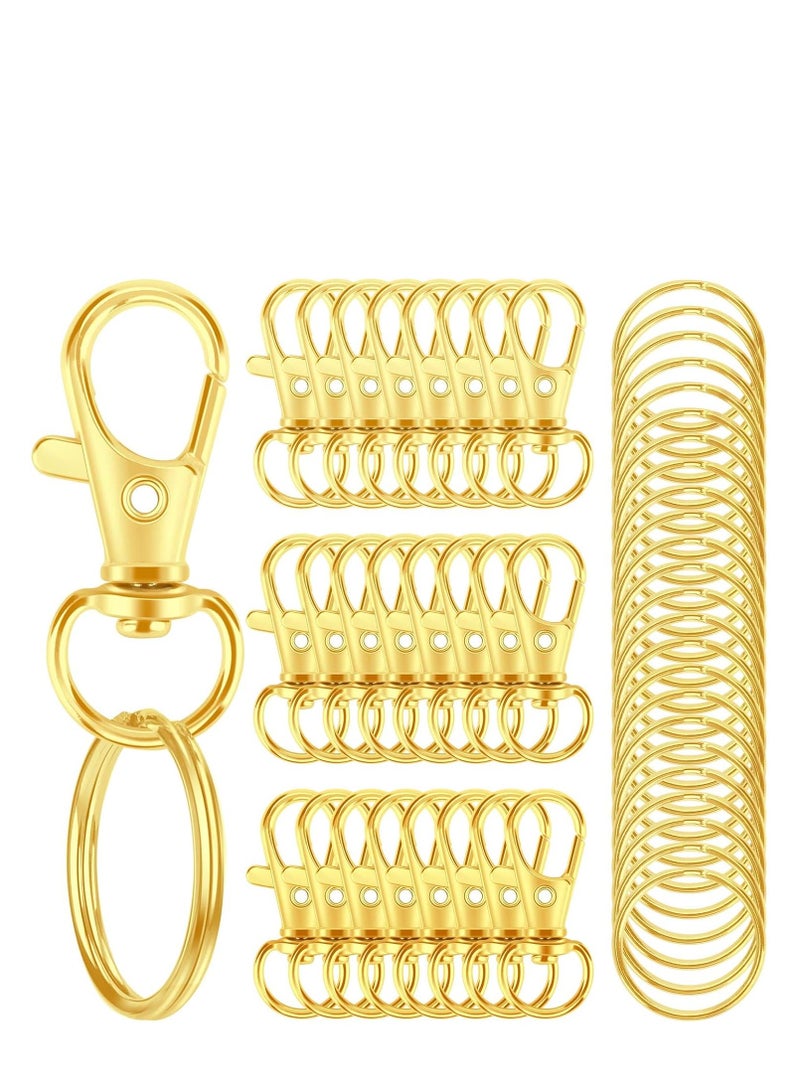 50pcs Metal Lobster Claw Clasps with Key Rings, 25pcs Keychain Clip Hooks and 25pcs Keychain Rings, Keychain Accessories, Keychain Rings Craft Making Kit - Image 1