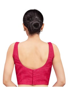 Studio Shringaar Studio Shringaar Women's Readymade Cotton-Silk Sleeveless Saree Blouse(Pink, 34)  - Image 2