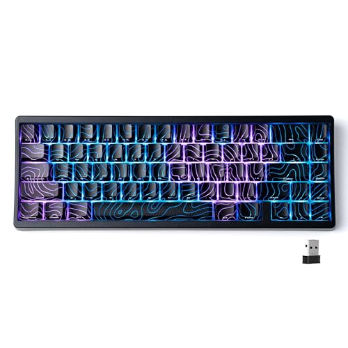 HITIME لوحة مفاتيح HITIME x XVX M67 اللاسلكية بنسبة 60%، لوحة مفاتيح للألعاب بتقنية QMK/VIA، ثلاثية الوضع، لوحة مفاتيح ميكانيكية كريمية، قابلة للتبديل الساخن، تقنية RGB IMD لنظام ويندوز/ماك، باللون الأسود - Image 1