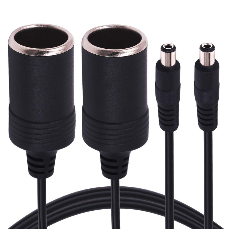 Yeebline Cigarette Lighter Power Supply Cable 2Pack Car Cigarette Lighter Female Socket to DC 55mm x 21mm Plug Jack Adapter - Image 2
