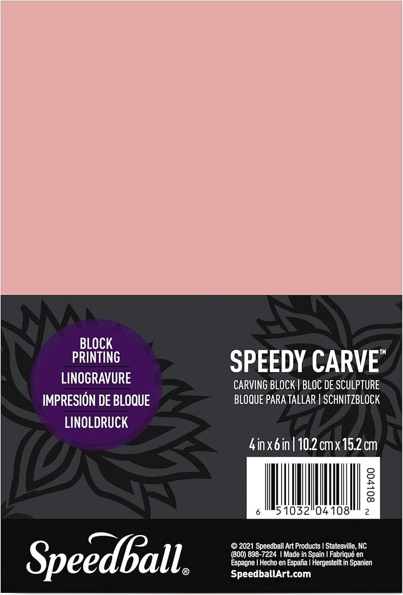Speedball Speedy Carve Stamp Block - 4x6 Inch Pink Carving Block for Printmaking - Image 1