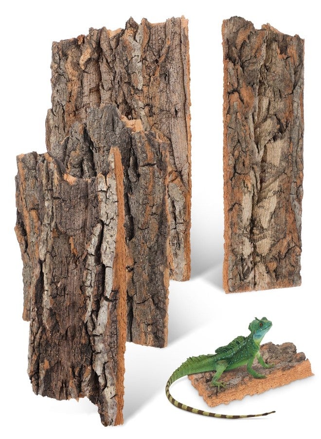 Lurrose 4Pcs Cork Bark Reptile Climbing Platform Terrarium Decor Natural Tree Bark Hide for Snakes Lizards Geckos Small Pets - Image 1