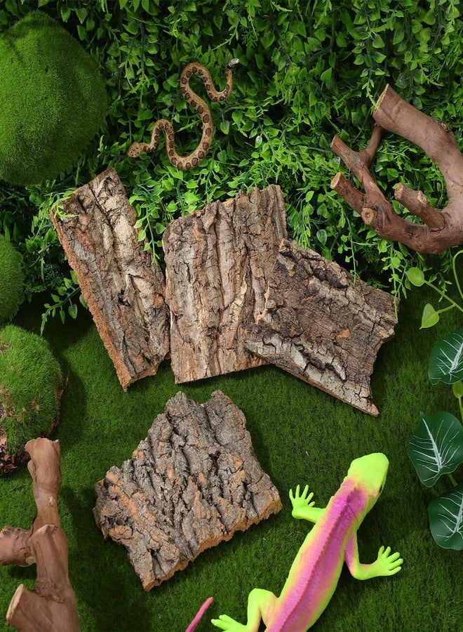 Lurrose 4Pcs Cork Bark Reptile Climbing Platform Terrarium Decor Natural Tree Bark Hide for Snakes Lizards Geckos Small Pets - Image 3