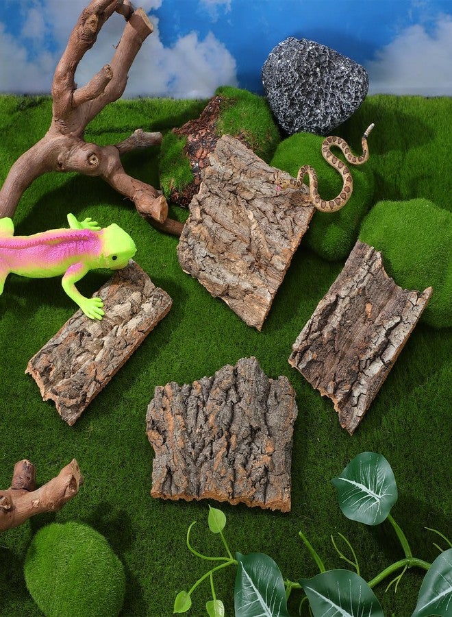 Lurrose 4Pcs Cork Bark Reptile Climbing Platform Terrarium Decor Natural Tree Bark Hide for Snakes Lizards Geckos Small Pets - Image 2