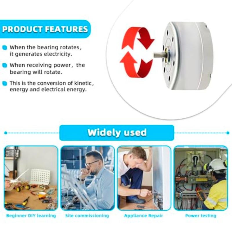 Mini Generator Motors, 10 Pcs Pack DC 3V Mini Electric Motor, Wind Turbine Generator, Hand Cranked Power Generator Model, with Bracket, for DIY Toys - Image 4