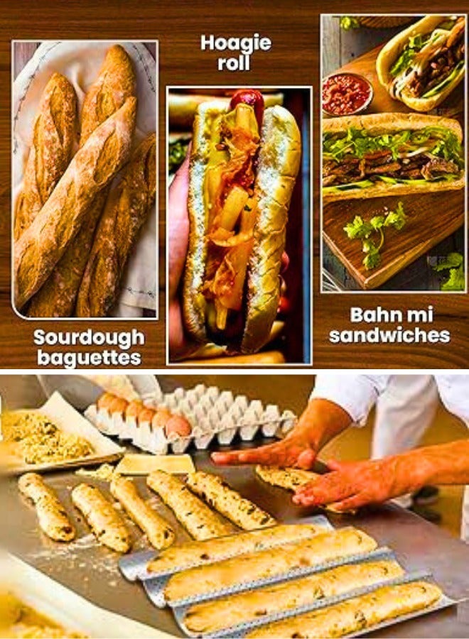 Chase Up Baguette Bread Pan, Premium Nonstick Perforated Baguette Pan for French Bread Baking, 4 Loaves Baguette Baking Tray for Sourdough, Italian Bread, Perfect for Creating Crisp Golden-Brown Crust - Image 2