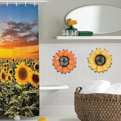 YEAHOME Sunflower Wall Decor - 9 inch Metal Flower Wall Art Decorations, Sunflower Yard Garden Decor Hanging for Kitchen, Bathroom, Bedroom, Set of 3 Handmade Gift for Home, Indoor or Outdoor - Image 4
