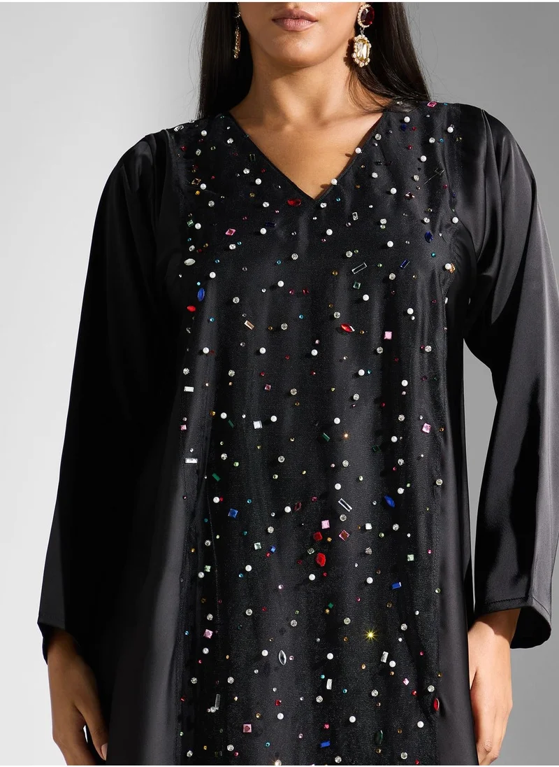 Meem by Mariyah Embellished Long Sleeve Abaya