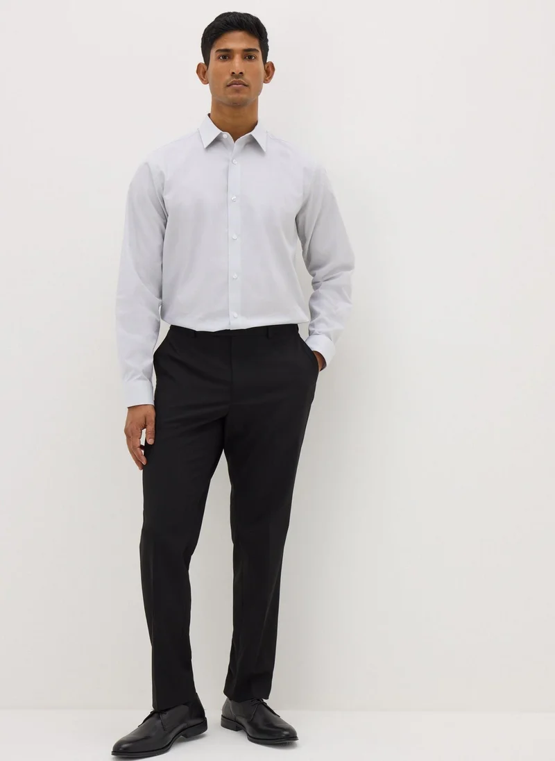 Matalan Taylor & Wright Grey Herringbone Regular Fit Shirt