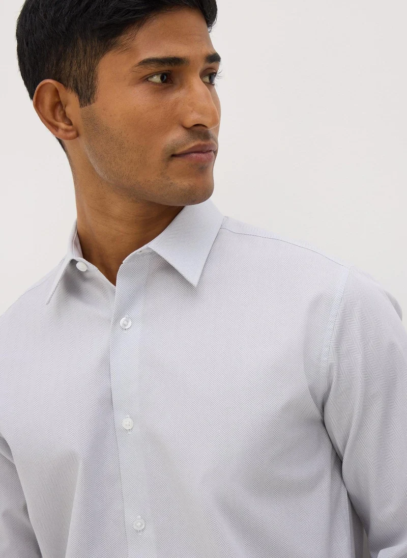 Matalan Taylor & Wright Grey Herringbone Regular Fit Shirt