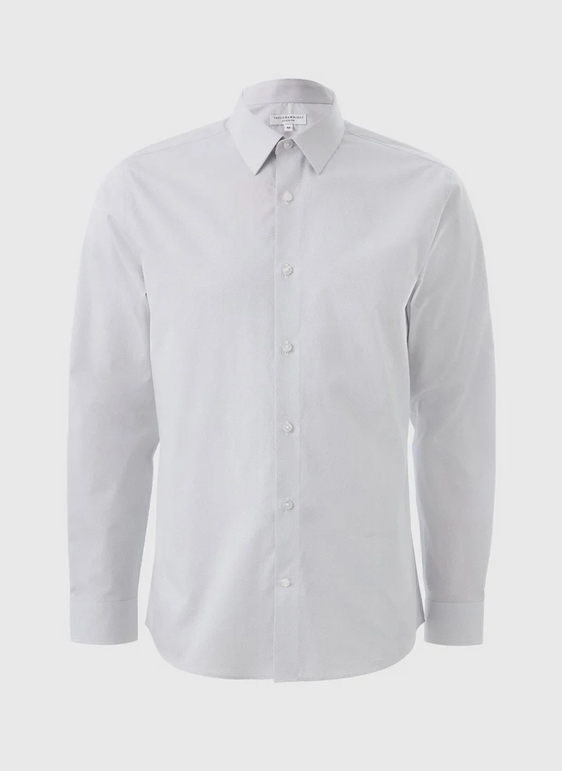 Matalan Taylor & Wright Grey Herringbone Regular Fit Shirt