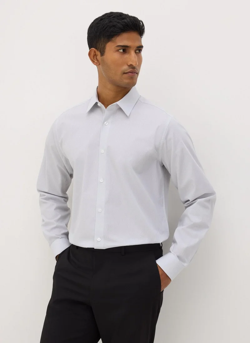 Matalan Taylor & Wright Grey Herringbone Regular Fit Shirt