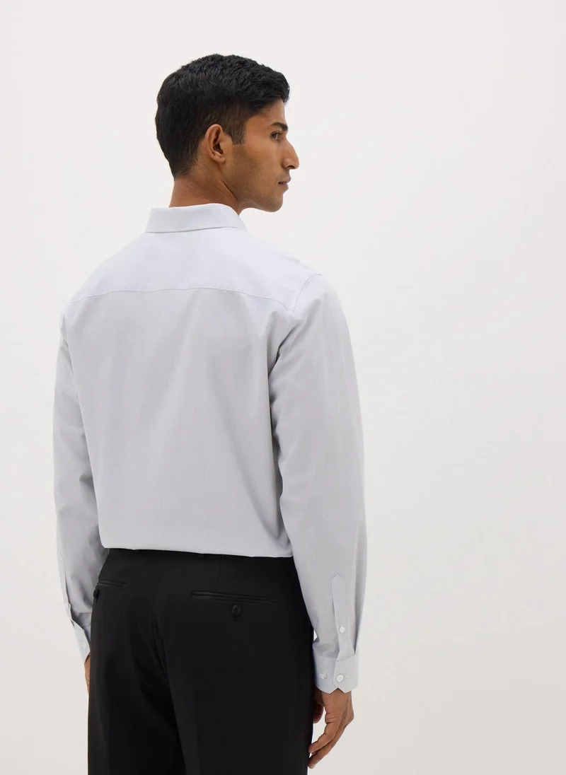 Matalan Taylor & Wright Grey Herringbone Regular Fit Shirt
