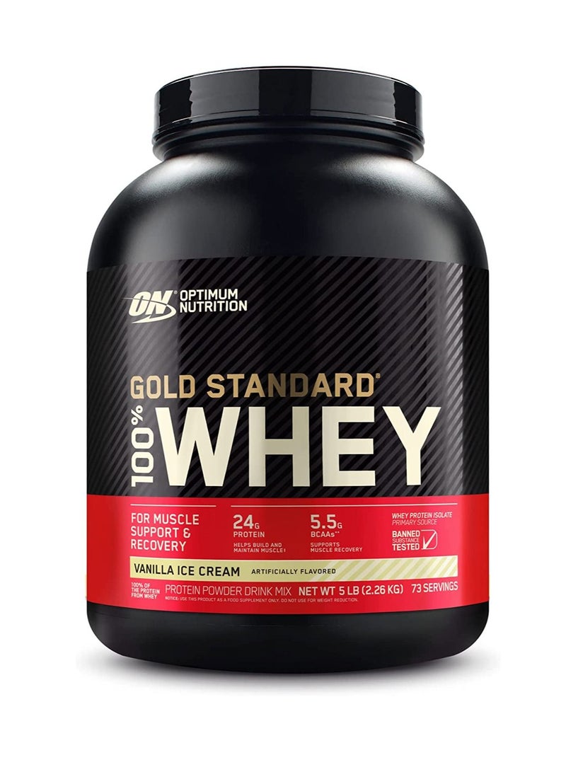ON Gold Standard 100% Whey Protein Powder Vanilla Ice Cream 5lbs - Image 1