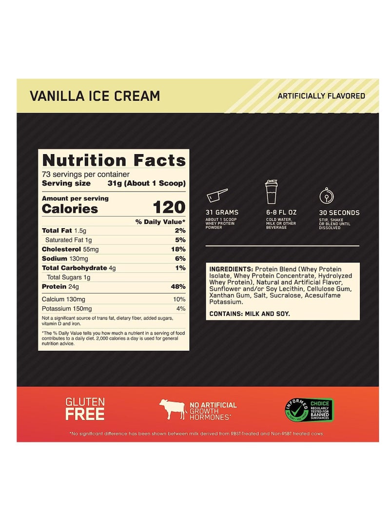 ON Gold Standard 100% Whey Protein Powder Vanilla Ice Cream 5lbs - Image 2