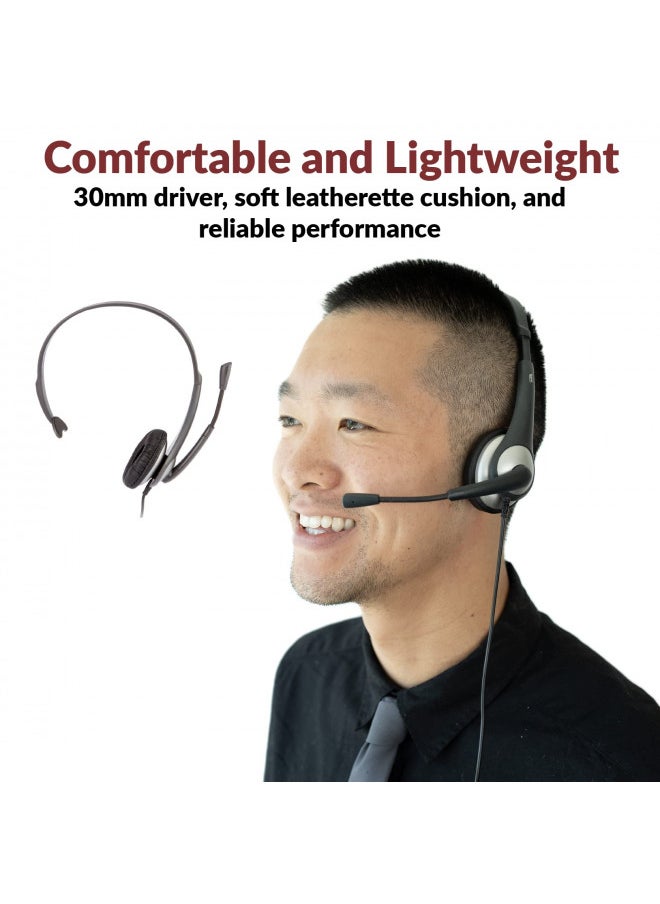 Cyber Acoustics Cyber Acoustics Mono Headset, headphone with microphone, great for K12 School Classroom and Education (AC-104),Gray  - Image 2