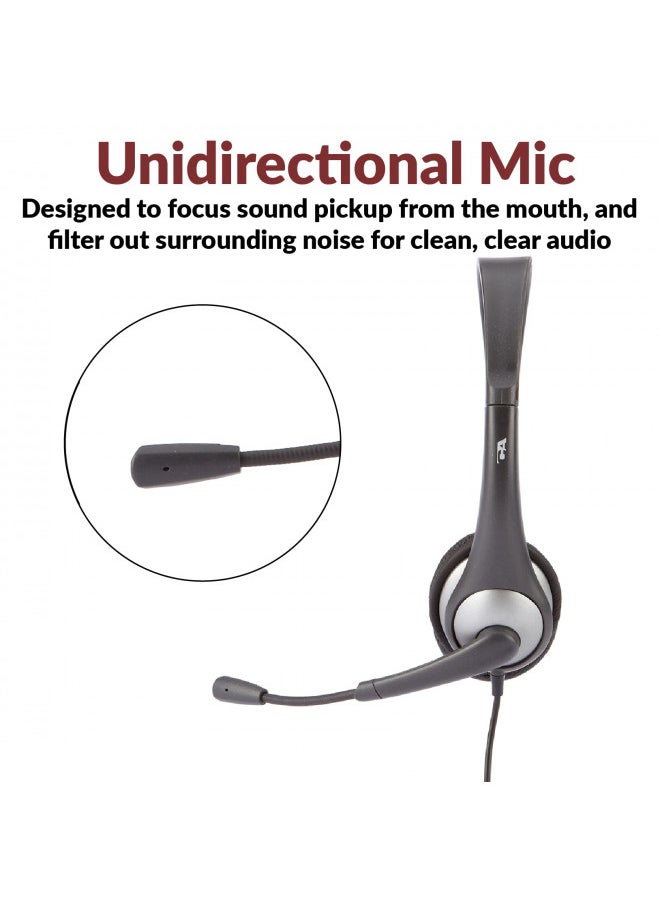 Cyber Acoustics Cyber Acoustics Mono Headset, headphone with microphone, great for K12 School Classroom and Education (AC-104),Gray  - Image 3