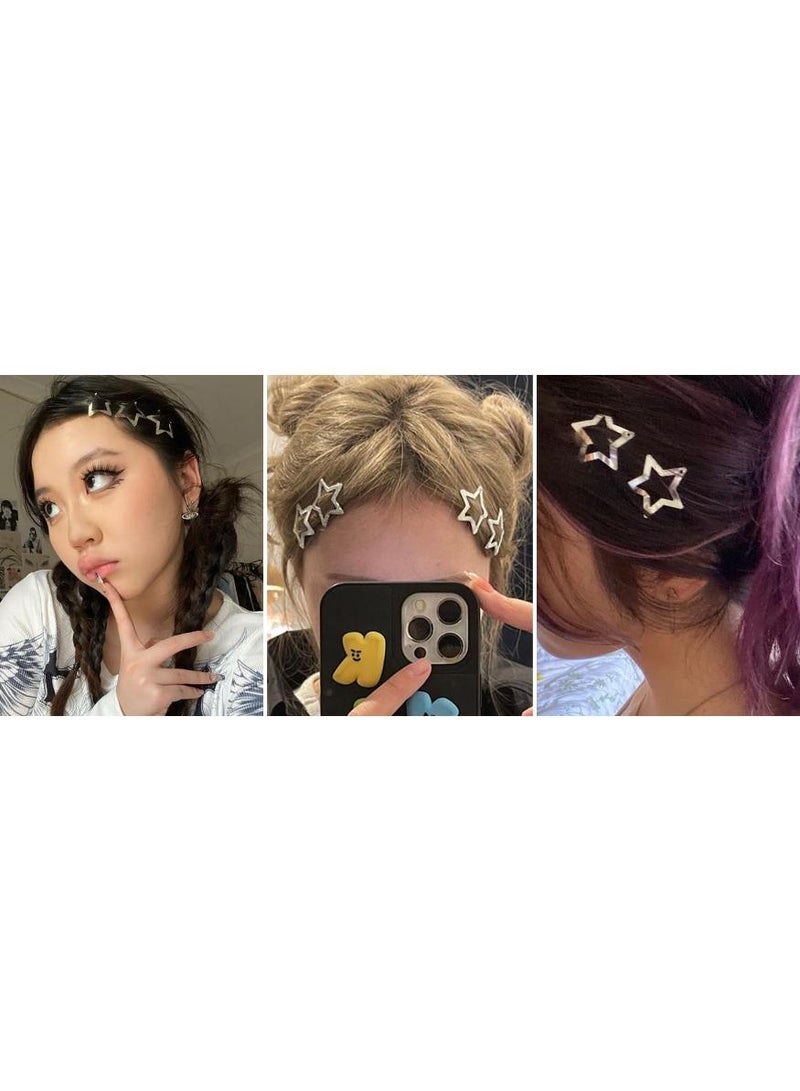 KHAJUL 20 Pcs 3.1cm Star Hair Clips, Non-Slip Snap Barrettes for Girls and Women, Y2K Style Hair Accessories (SILVER) - Image 5