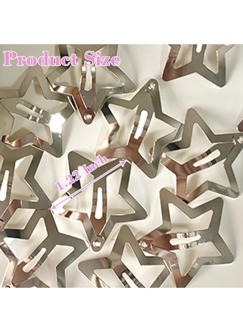 KHAJUL 20 Pcs 3.1cm Star Hair Clips, Non-Slip Snap Barrettes for Girls and Women, Y2K Style Hair Accessories (SILVER) - Image 2