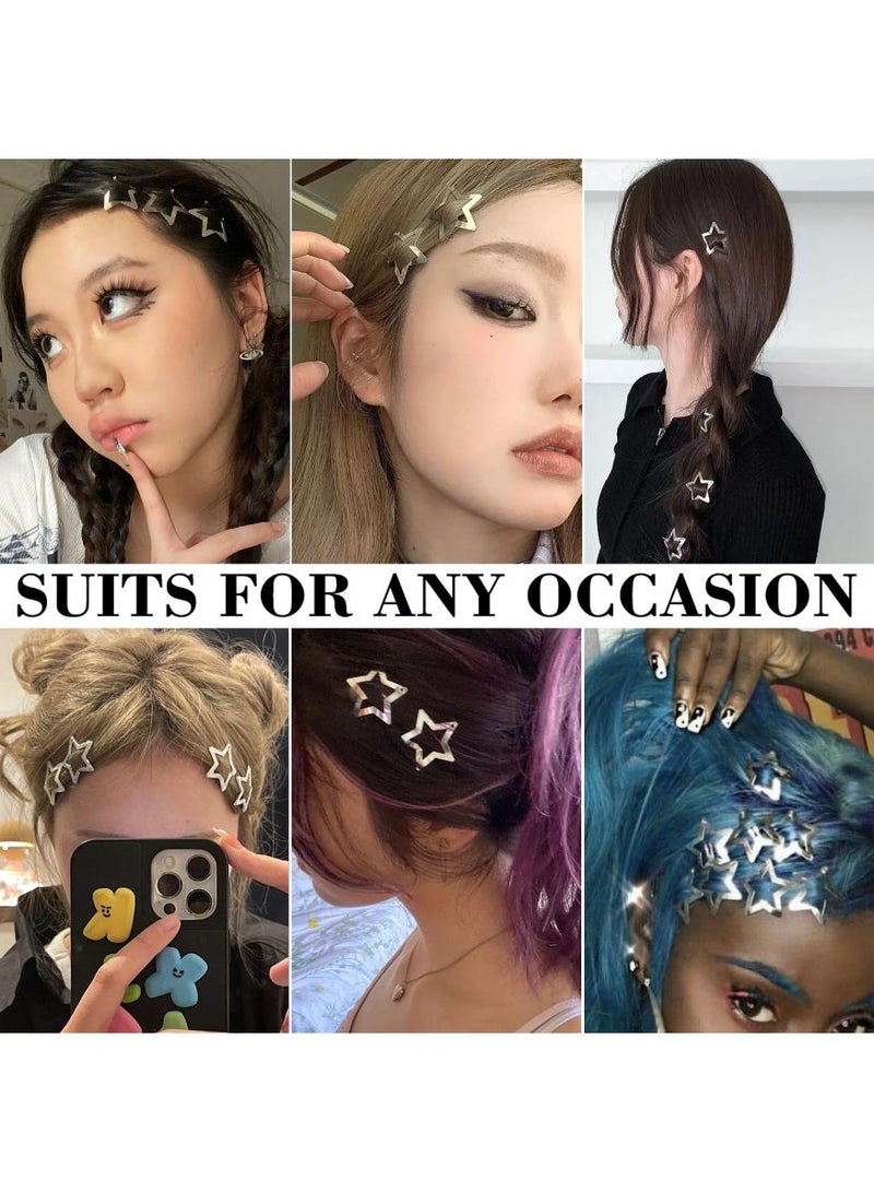 KHAJUL 20 Pcs 3.1cm Star Hair Clips, Non-Slip Snap Barrettes for Girls and Women, Y2K Style Hair Accessories (SILVER) - Image 4