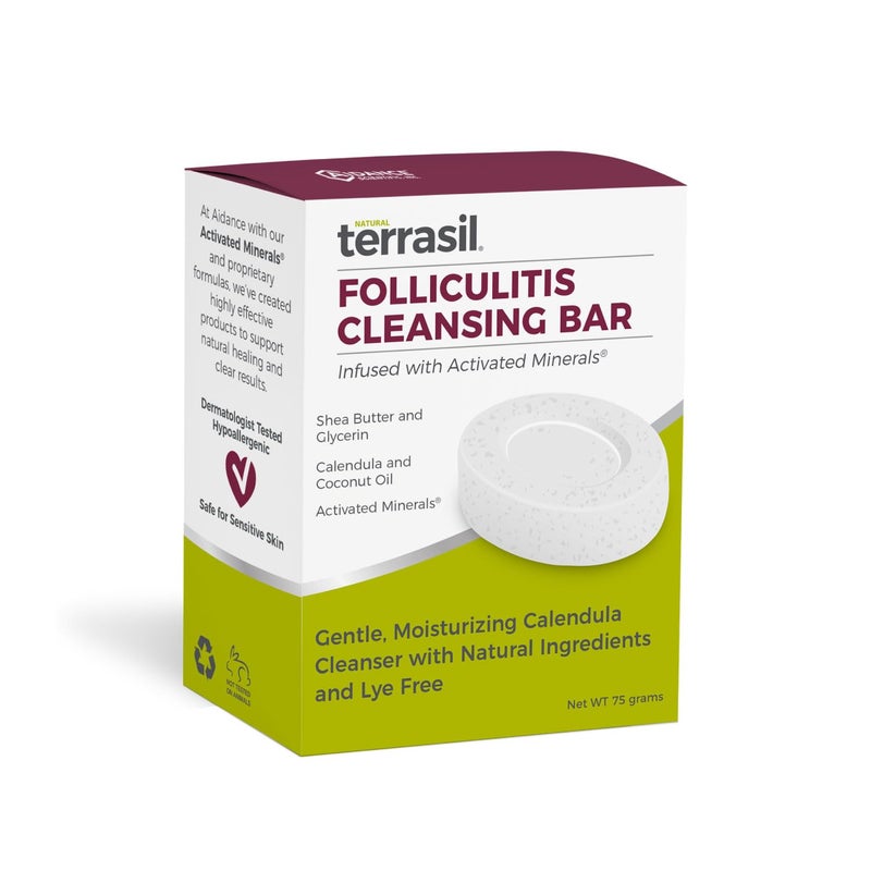 terrasil Folliculitis Soap - Soothing Folliculitis Treatment & Care of Ingrown Hair. All-Natural Anti-Itch Calendula Soap, Dermatologist Tested & Hypoallergenic Approved, Cleansing Bar (75gm) - Image 1