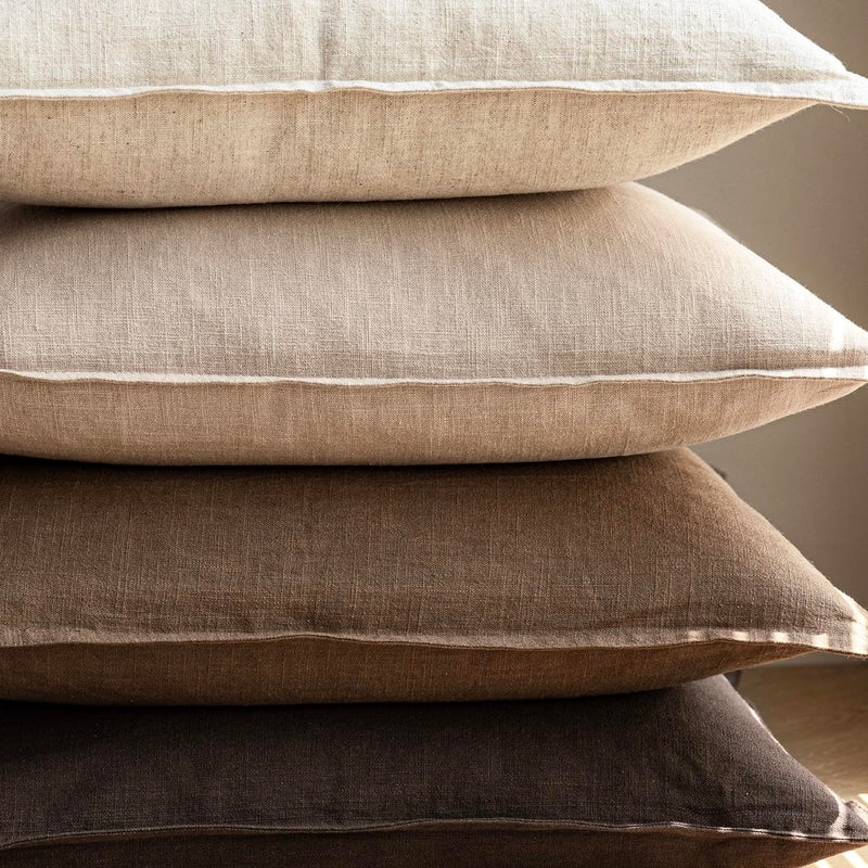 Foindtower Pack of 2, Decorative Linen Soild Throw Pillow Covers Soft Accent Cushion Case Boho Farmhouse Neutral Pillowcase for Couch Sofa Bedroom Living Room Home Decor 16 x 16 Inch Reddish Brown - Image 5