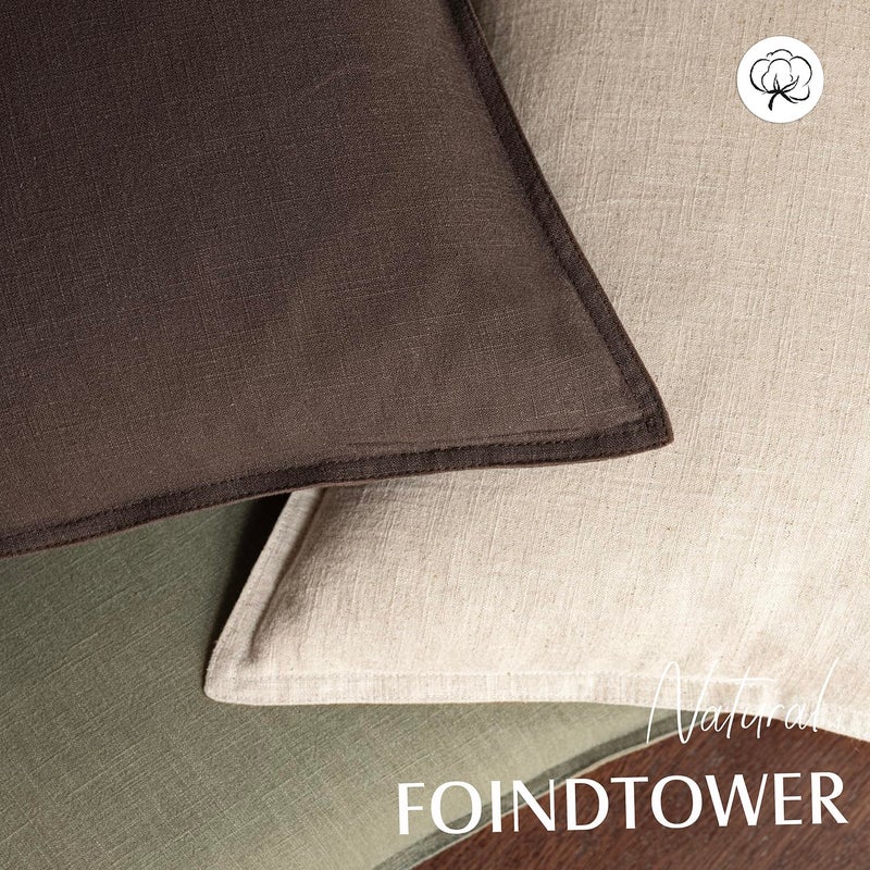 Foindtower Pack of 2, Decorative Linen Soild Throw Pillow Covers Soft Accent Cushion Case Boho Farmhouse Neutral Pillowcase for Couch Sofa Bedroom Living Room Home Decor 16 x 16 Inch Reddish Brown - Image 4