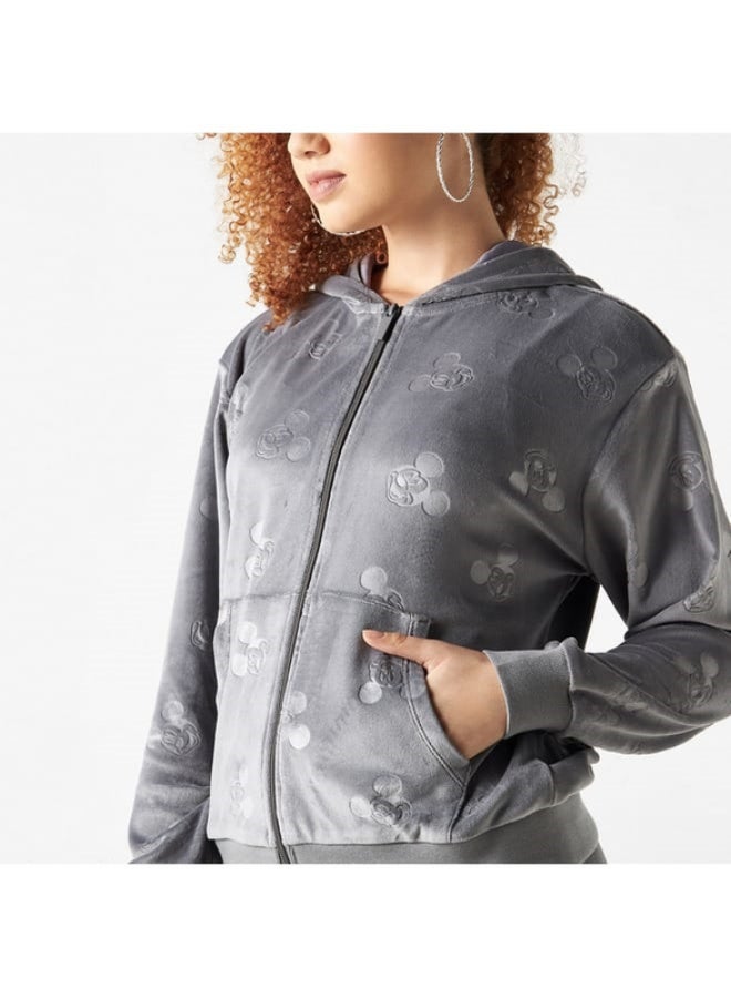 SP Characters Mickey Mouse Embossed Zip Through Hoodie with Long Sleeves and Pockets - Image 3