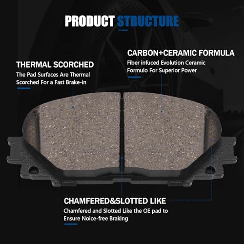 HECHENQICHE D1210 Front Ceramic Brake Pads Kit Fit For Toyota Yaris 2007-2018, For Toyota Prius C 2012-2019, For Scion iQ 2013 - Image 2