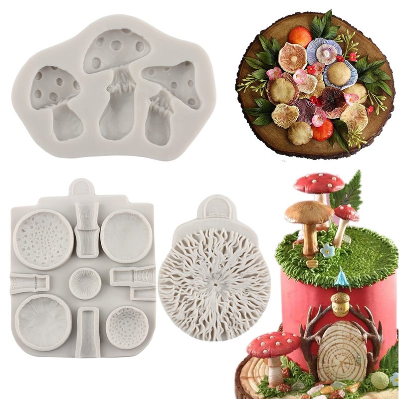 Sijiangmold 3D Mushroom Fondant Silicone Molds Mushroom Chocolate Mold For Cake Decorating Chocolate Candy Polymer Clay Resin Gum Paste Set Of 2 - Image 1