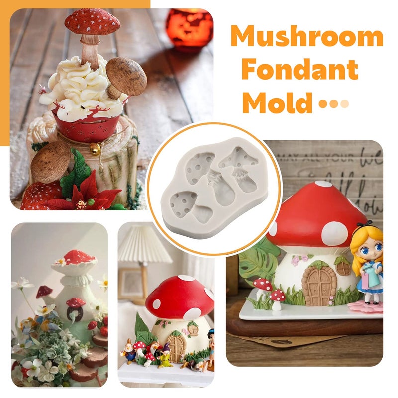 Sijiangmold 3D Mushroom Fondant Silicone Molds Mushroom Chocolate Mold For Cake Decorating Chocolate Candy Polymer Clay Resin Gum Paste Set Of 2 - Image 4