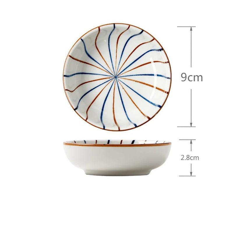 NAIDEV NAIDEV House Condiment Server Soy Sauce Dishes Ceramic Side Plate Traditional Japanese Design Dinnerware Plate Set Serving Pasta Cake Salad Dessert Plate Snack Serving Dish Random Pattern_Set of 2  - Image 2