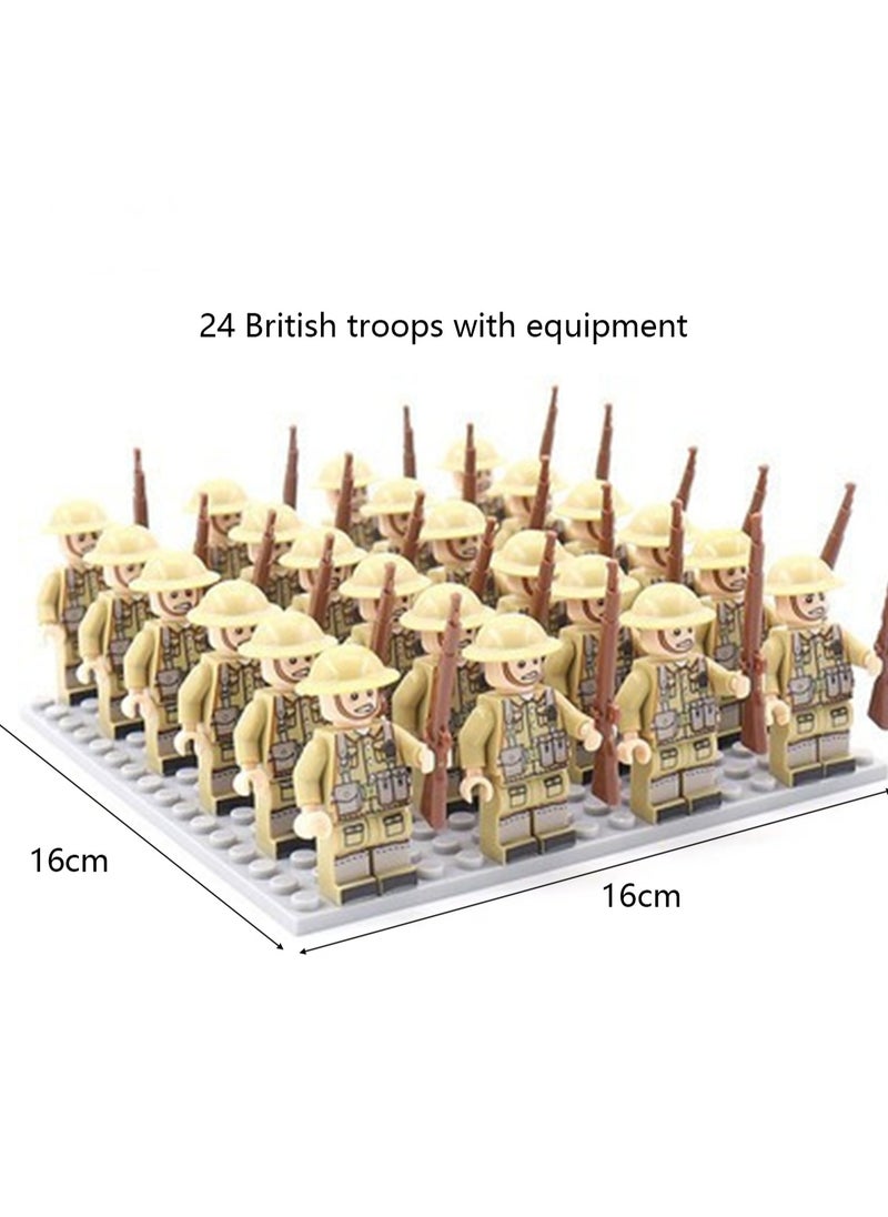 General Army Block Toy Set 24 Pieces Small Particle Assembly Toys (British Army Square)  - Image 2