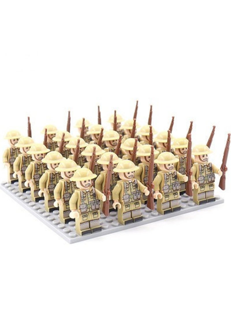 General Army Block Toy Set 24 Pieces Small Particle Assembly Toys (British Army Square)  - Image 1