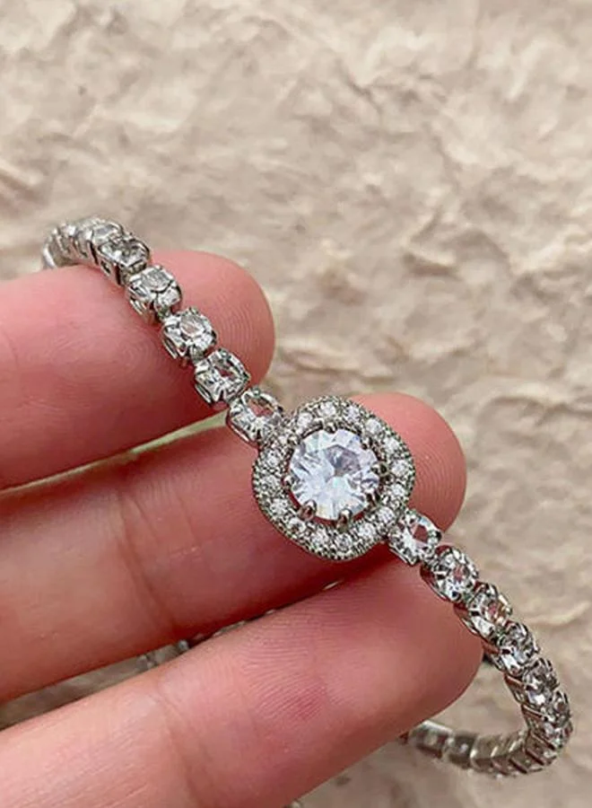 Take Two Sparkling Silver Crystal Bracelet