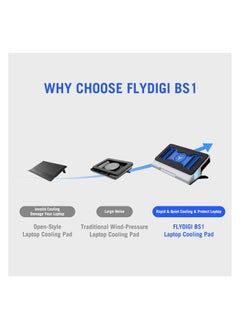 FlyDigi BS1 Laptop Cooling Pad Wind-Pressure Closed-Loop Turbo-Fan (MAX 3000RPM) Dual Noise Reduction Intelligent Temperature Control 3-Angle Adjustable RGB Laptop Cooling Stand Wide Compatibility  - Image 3