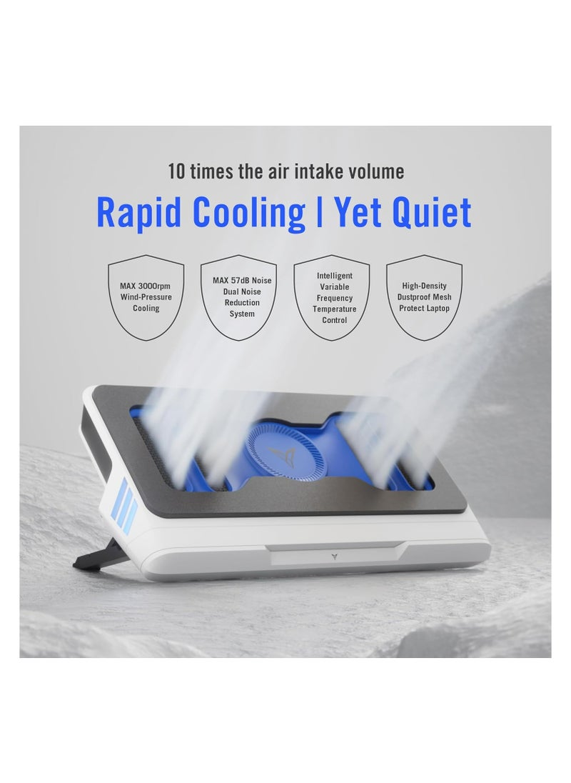 FlyDigi - BS1 Laptop Cooling Pad Wind-Pressure Closed-Loop Turbo-Fan (MAX 3000RPM) Dual Noise Reduction Intelligent Temperature Control 3-Angle Adjustable RGB Laptop Cooling Stand Wide Compatibility - Image 1