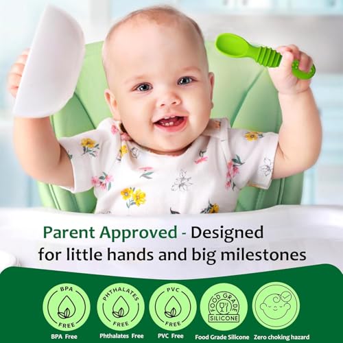 Chic Buddy Feeding Spoon Set for Baby 6 to 12 Months – BPA-Free Silicone Kids Spoon, Gum Friendly, Teething Relief -Chic Buddy - Image 5