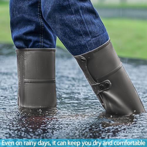 YUISI Silicone Reusable Waterproof Shoe Cover for Rain, 13.39 Inch Foldable Tall Boot Design Rain Cover for Shoes (Grey, 7UK) - Image 2