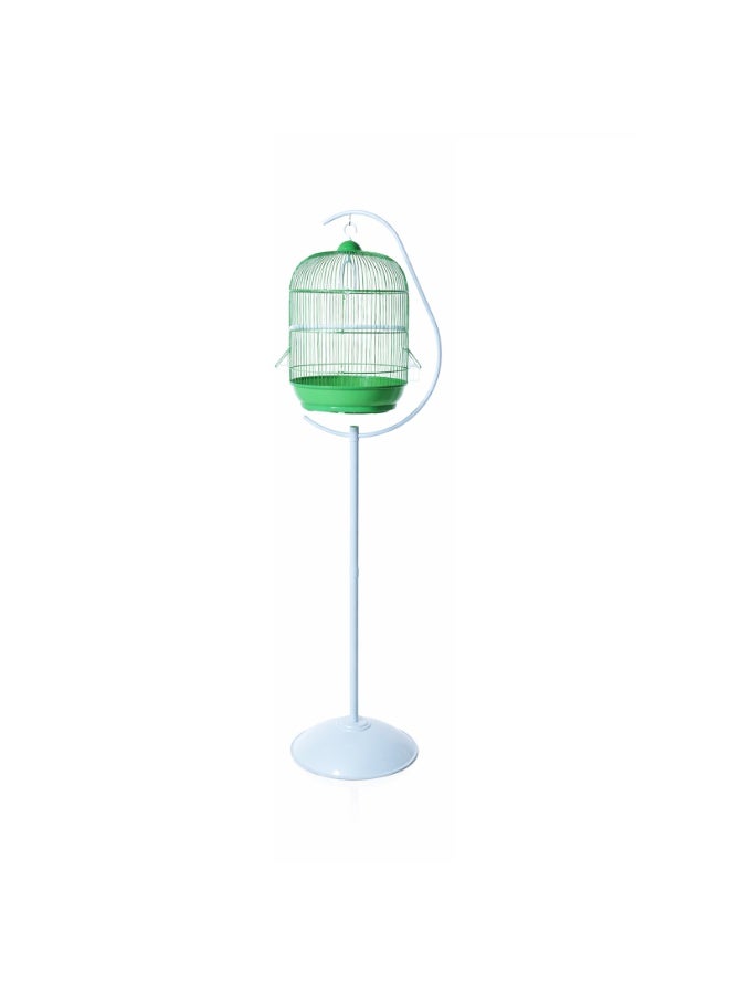 Dayang A309 Bird Cage with PED9930 Crescent Curved Stand Combo - Green & White - Image 1