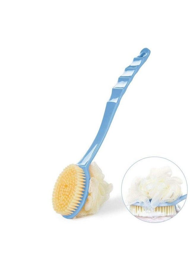 Incrizma Plastic Shower Body Brush With Bristles And Loofah Mesh Sponge With Curved Long Handle For Skin Exfoliating Bath For Men  - Image 4