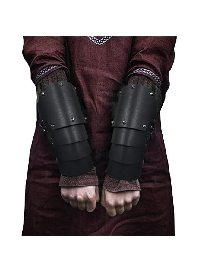 درع الذراع الجلدي المزيف من العصور الوسطى بـ 4 طبقات، قفازات المرتزقة من العصور الوسطى، حماية الذراع لفارس الرامي - Image 4