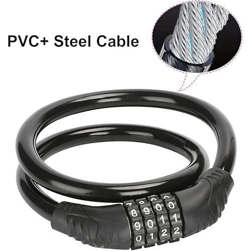 CLAPONE Bike Lock Bicycle Cable High Security Resettable Combination Coiling Bicycle Lock Heavy Duty Anti Theft Cable with Mounting Bracket (Heavy Duty Anti-Theft Protection, 60CM Multi-Purpose Lock) - Image 2