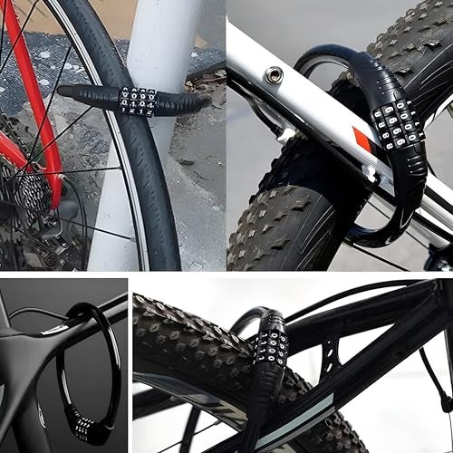 CLAPONE Bike Lock Bicycle Cable High Security Resettable Combination Coiling Bicycle Lock Heavy Duty Anti Theft Cable with Mounting Bracket (Heavy Duty Anti-Theft Protection, 60CM Multi-Purpose Lock) - Image 5