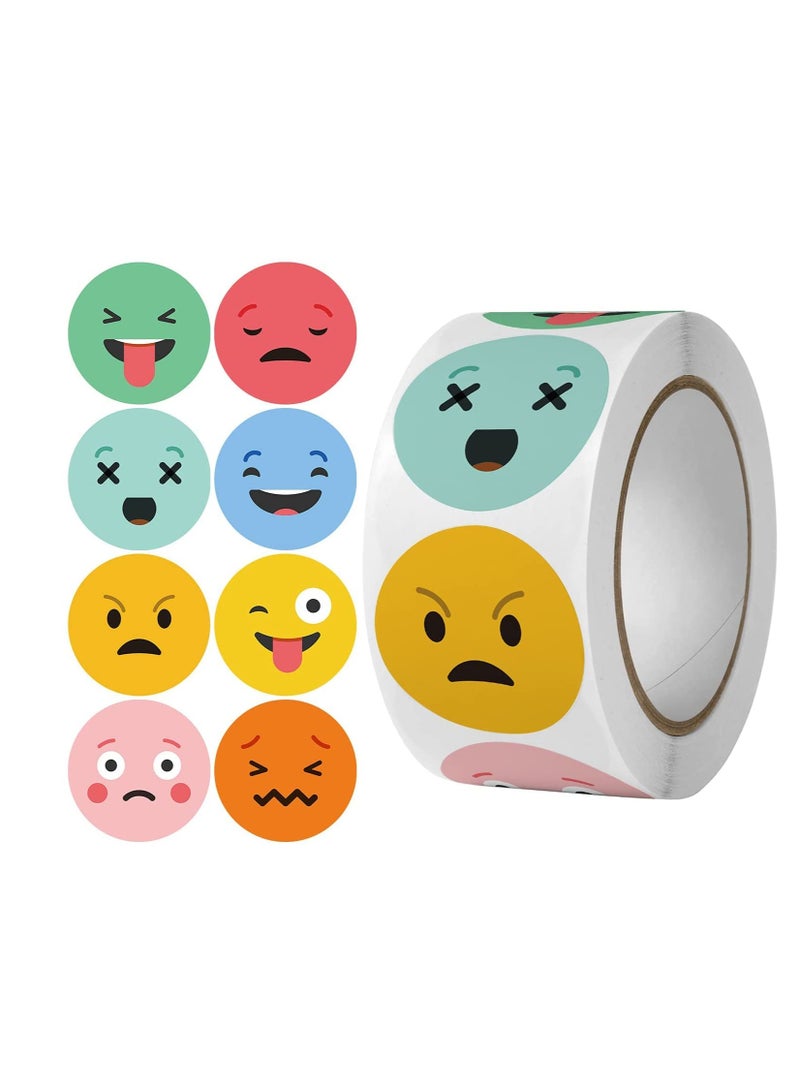 KASTWAVE Smile Face Stickers Roll, Reward Stickers for Teachers Kids, Happy Face Rewards Stickers Circle Dots Stick Labels, Water Bottles, School, Home Etc, Party Supplies Stickers  - Image 1