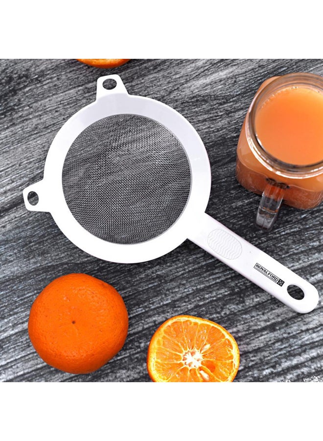 Royalford Stainless Steel 3.5'' Strainer With Abs Handle Multi Color White/Silver - Image 5