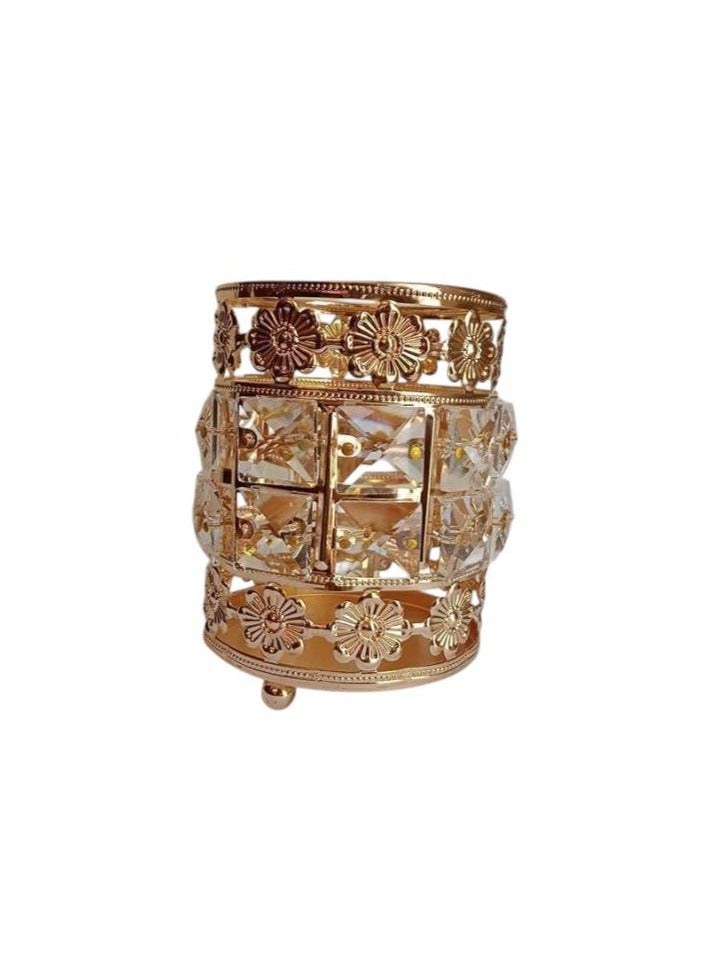 Spaceshoop Crystal Makeup Brush Holder Metal Frame Height Vanity Organizer - Image 1