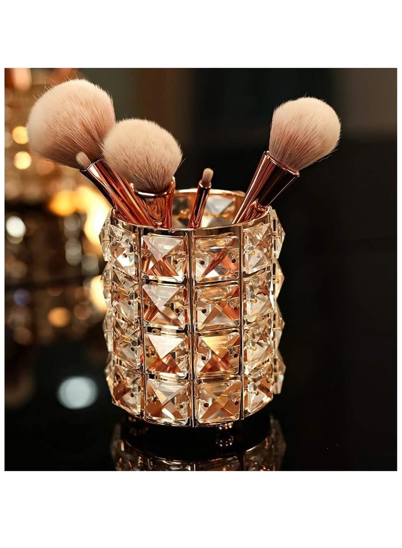 Spaceshoop Crystal Makeup Brush Holder Metal Frame Height Vanity Organizer - Image 2