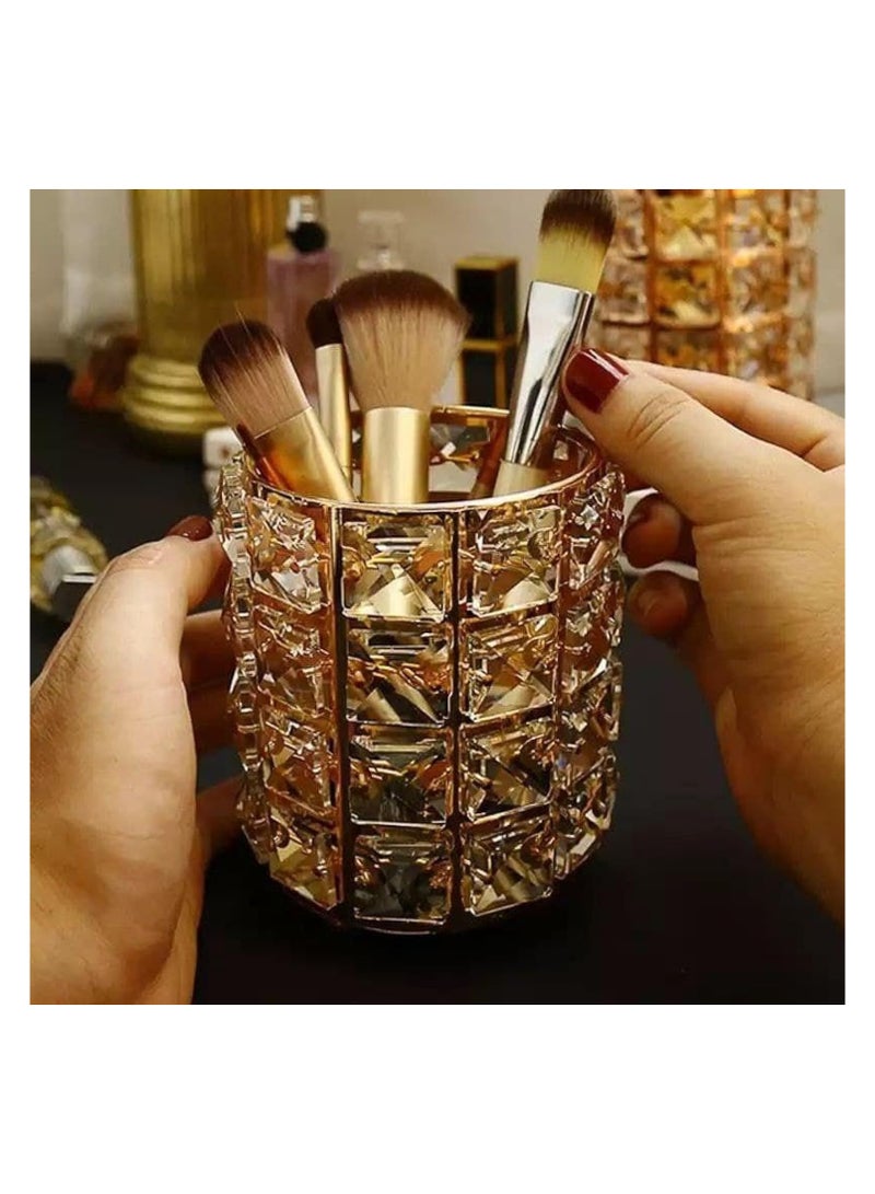 Spaceshoop Crystal Makeup Brush Holder Metal Frame Height Vanity Organizer - Image 4