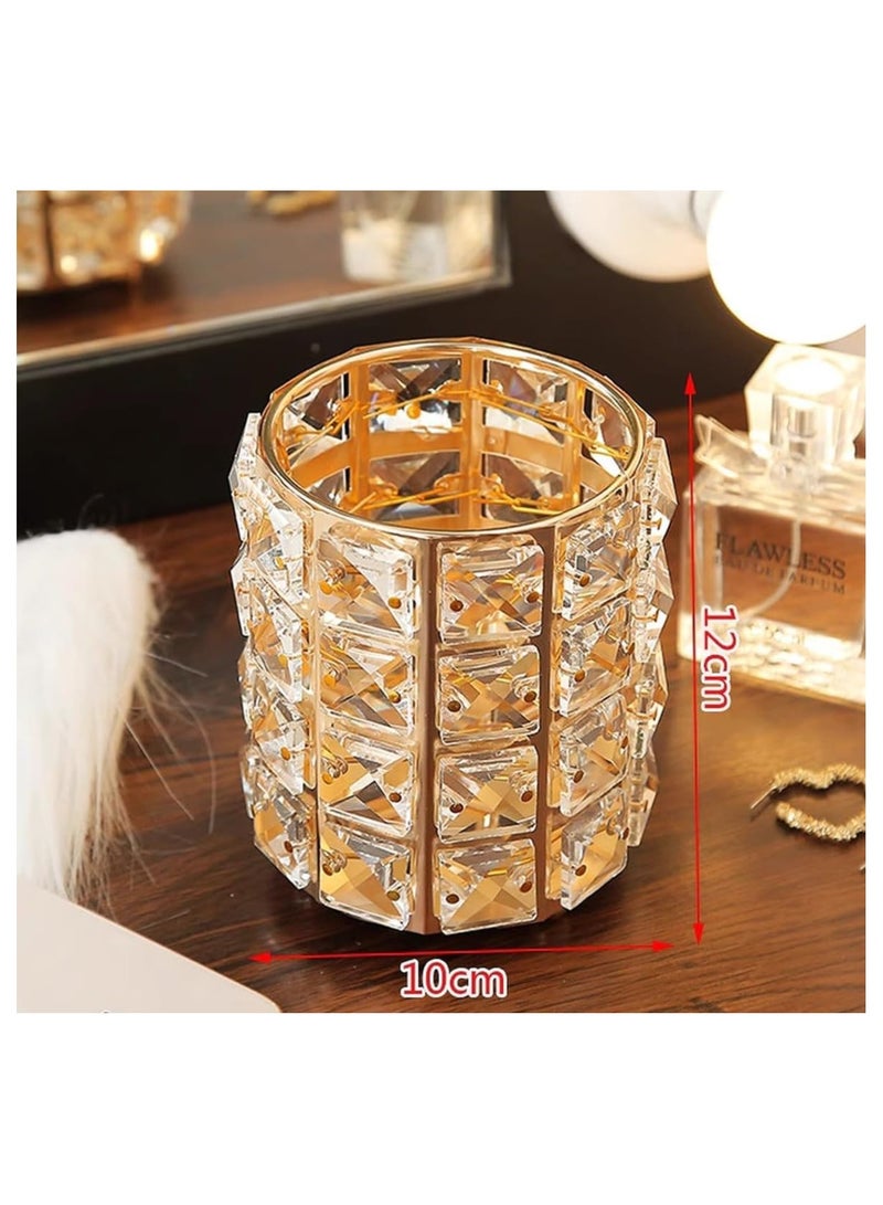 Spaceshoop Crystal Makeup Brush Holder Metal Frame Height Vanity Organizer - Image 3
